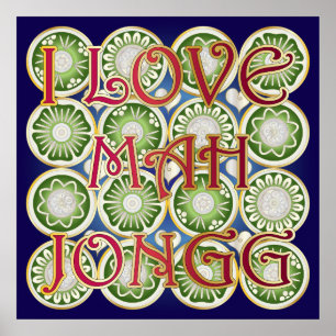 Poster Mah Jongg Valentine I Love MJ