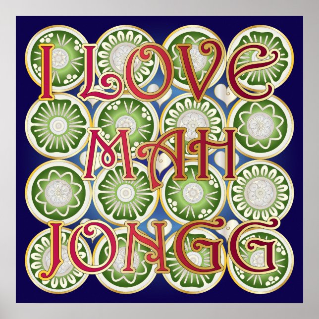 Poster Mah Jongg Valentine I Love MJ (Devant)