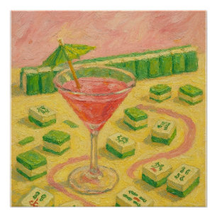 Poster Mahjong Chic Peinture Cocktail