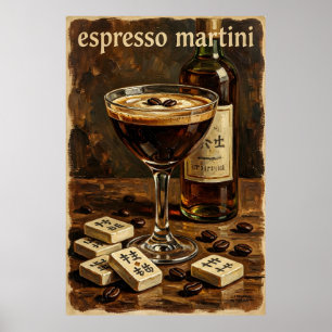Poster Mahjong Cocktail Vintage Rétro