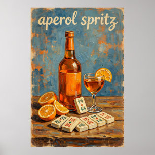 Poster Mahjong Cocktail Vintage Rétro