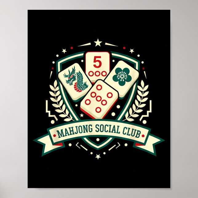 Poster Mahjong Lover Chinese Game Night Funny Mahjong Soc (Devant)