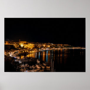 Poster Mahon harbor at night - Menorca, Spain