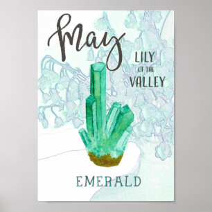 Poster Mai Anniversaire émeraude et Lily de la vallée