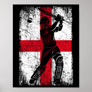 Poster Maillot de cricket à drapeau d'Angleterre Supporte