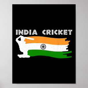 Poster Maillot de cricket d'Inde avec cadeau de drapeau i