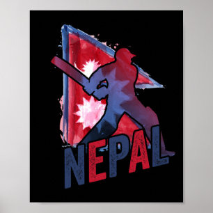 Poster Maillot de cricket du Népal Supporter du drapeau n