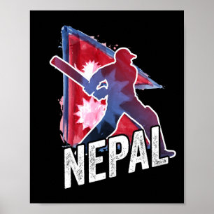 Poster Maillot de cricket du Népal Supporter du drapeau n