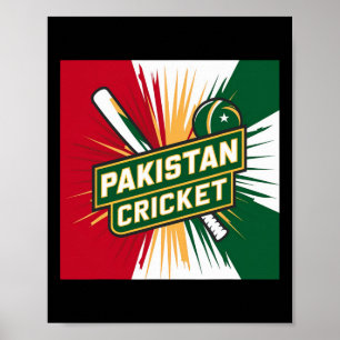 Poster Maillot de cricket pakistanais Drapeau de cricket