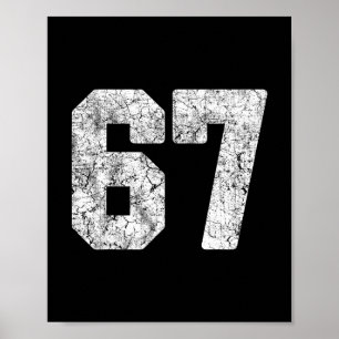 Poster Maillot de joueur numéro 67 blanc en détresse Unif