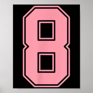 Poster Maillot de joueur rose numéro 8 uniforme #8