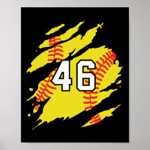 Poster Maillot de softball numéro #46 Joueur de sport Fan