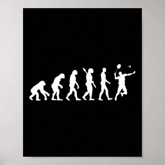 Poster Maillot de Tee Badminton Evolution Drôle Raquettes (Devant)