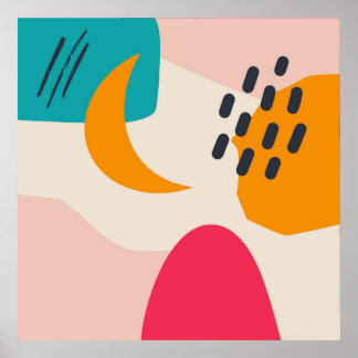 Poster Main colorée dessinée forme organique Art moderne