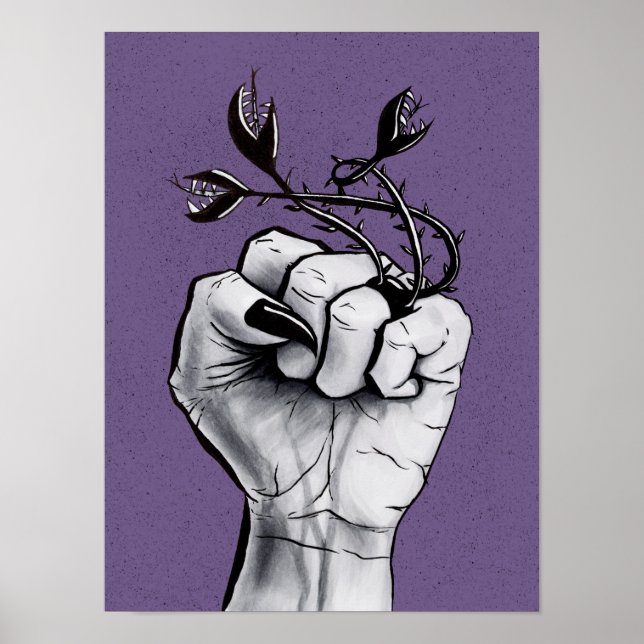 Poster Main Cuisine Avec Clous Noirs Et Bague Monstre (Devant)