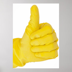 Poster Main dans le gant de latex jaune