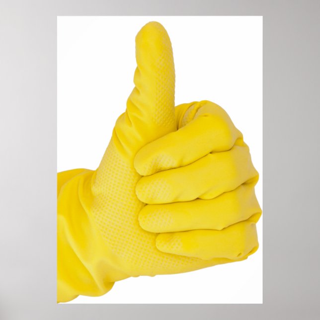 Poster Main dans le gant de latex jaune (Devant)
