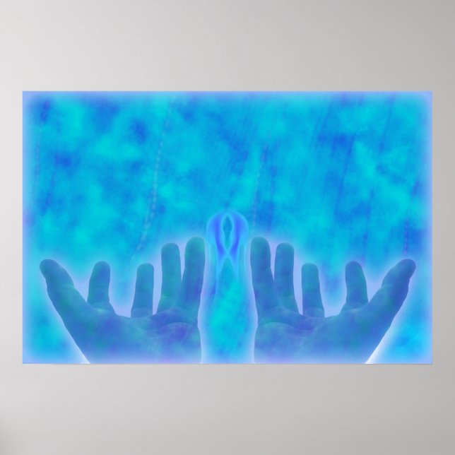 Poster main de guérison de l'énergie bleue par la guériso (Devant)