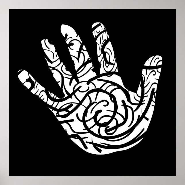 Poster main de palme géométrique abstraite (Devant)