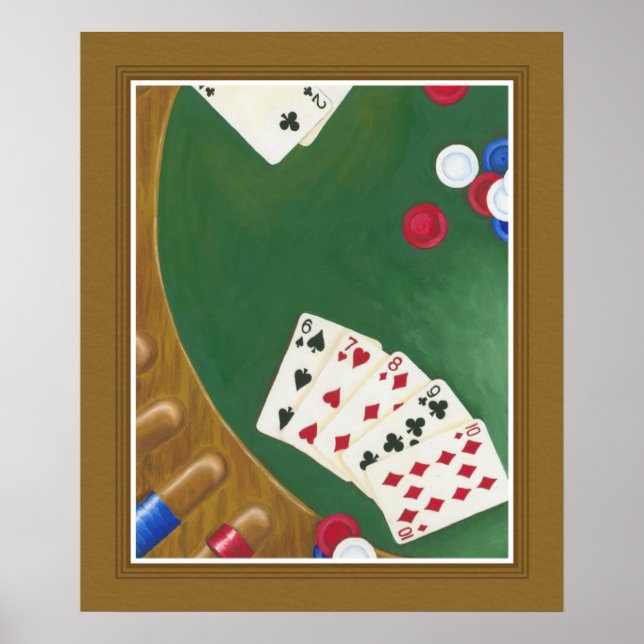 Poster Main de Poker gagnante six à dix (Devant)