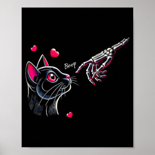 Poster Main de squelette de chat noir Boop Saint-Valentin
