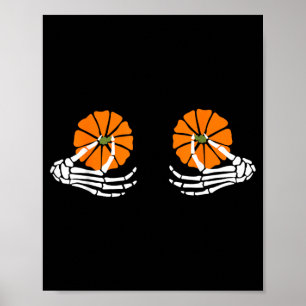 Poster Main de squelette de citrouille Halloween