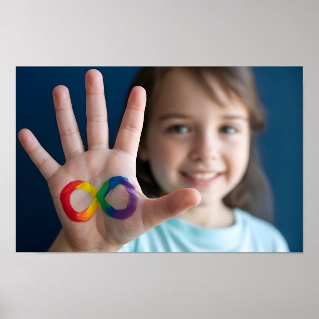 Poster Main d'enfant automatique avec symbole d'infini ar (Devant)