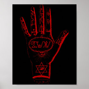 Poster Main des Mystères Sceau du Pentagramme Satanique d