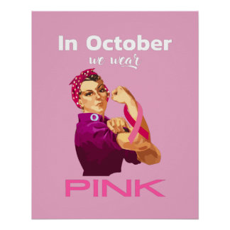 Poster Main en Octobre nous portons Pink Rosie le riveter