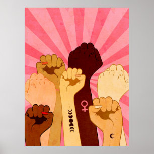 Poster Main féminine avec poing levé