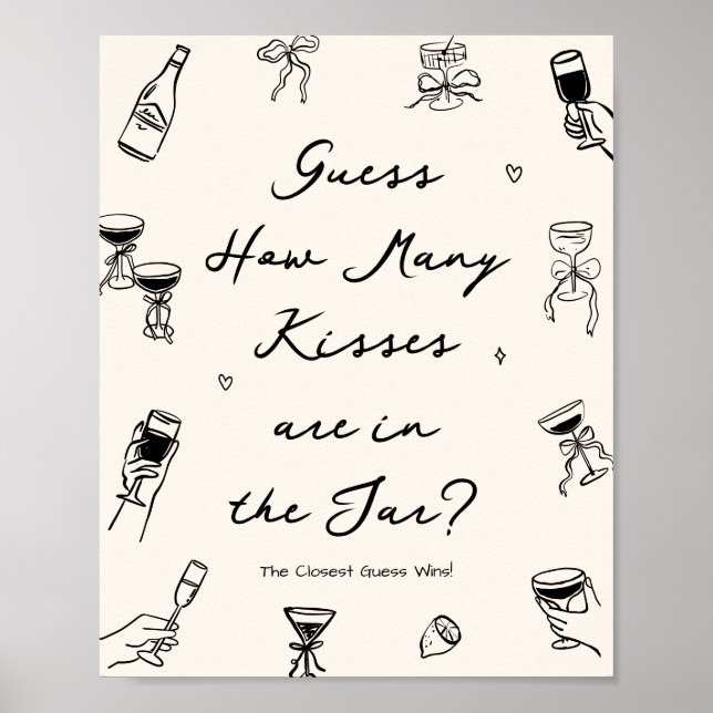 Poster Main Noire Dessinée Mariage Devinez Combien (Devant)