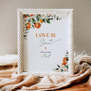 Poster Main presser agrumes oranges L'amour est doux Post