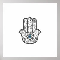Main simple tirée à la main Hamsa florale main