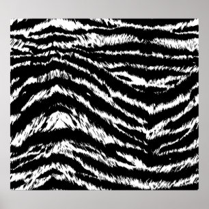 Poster Main Tirée Abstraite Deux couleurs Zebra Stripes R