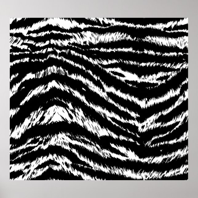 Poster Main Tirée Abstraite Deux couleurs Zebra Stripes R (Devant)