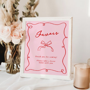 Poster Main Whimsical Tirée Rose & Rouge Faveurs