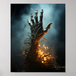 Poster Main Zombie Sortant D'Halloween Grave Et Effrayant