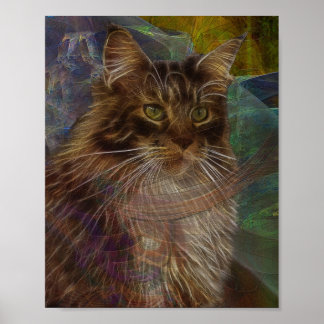 Poster Maine Coon Chat - Art Rectangulaire