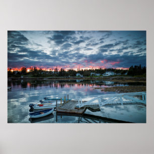 Poster Maine, Newagen, port au coucher du soleil 2 2