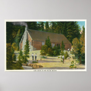 Poster MaineVue d'un Cabine de journaux dans le Maine Woo