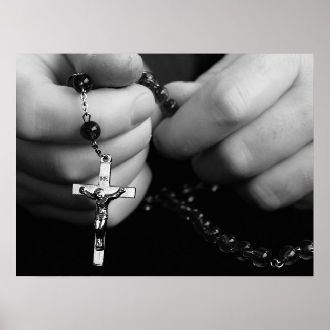 Poster Mains avec perles de Rosaire (Devant)