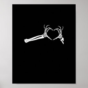 Poster Mains Coeur Squelette Drôle. Halloween Costume pea