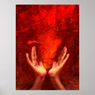 Poster Mains curatives avec de l'énergie rouge