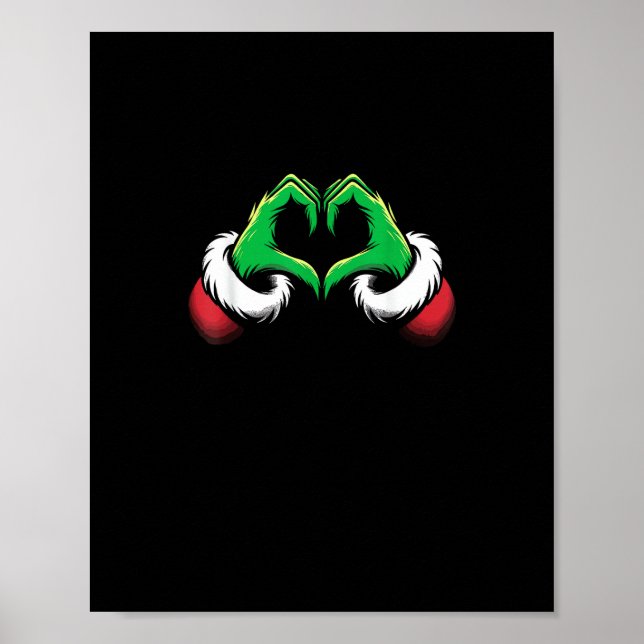 Poster Mains de coeur amusantes Noël (Devant)