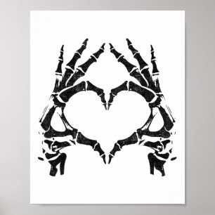 Poster Mains de coeur de squelette - Halloween - Mains de
