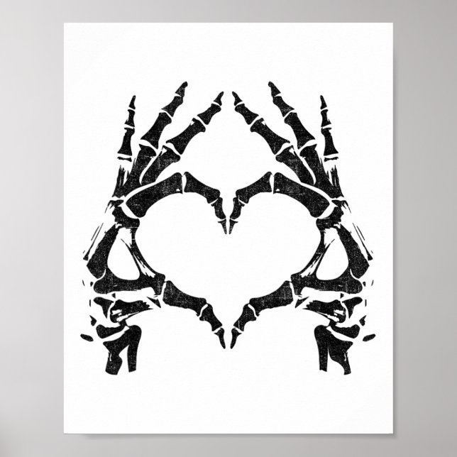 Poster Mains de coeur de squelette - Halloween - Mains de (Devant)