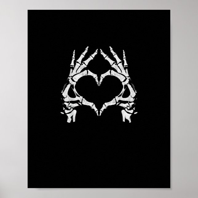 Poster Mains de coeur de squelette - Halloween - Mains de (Devant)