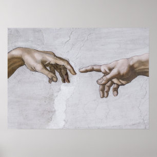 Poster Mains de Dieu et Adam par Michel-Ange