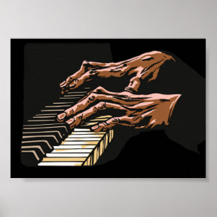 Poster Mains de pianiste jouant du piano –