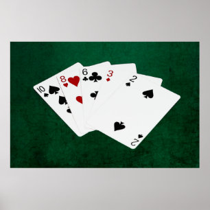 Poster Mains de poker - Carte haute - Dix